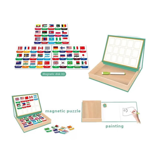 Joc educativ, Puzzle magnetic, Steagurile lumii, 45 piese