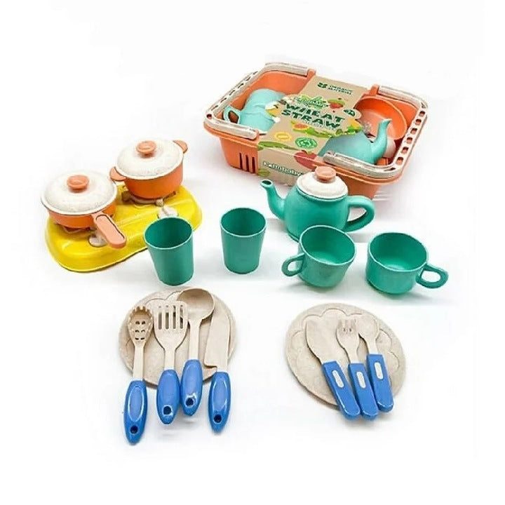 Set de joaca cu 21 de accesorii pentru bucatarie, pentru copii de 3 ani+