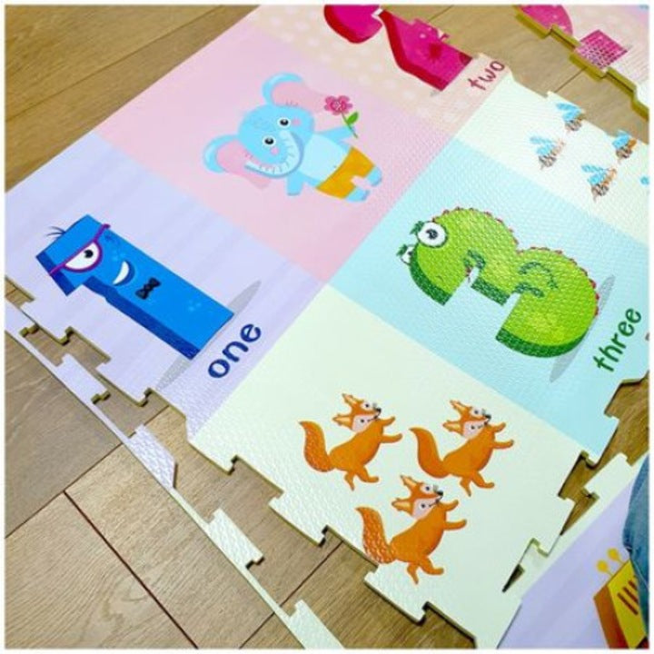 Puzzle tip covoras Jumbo din spuma EVA, piese mari, cifrele si animalele