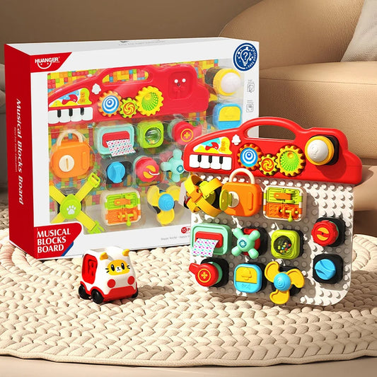 Set Interactiv Educational 2-in-1 - Panou Muzical si Masinuta cu Activitati