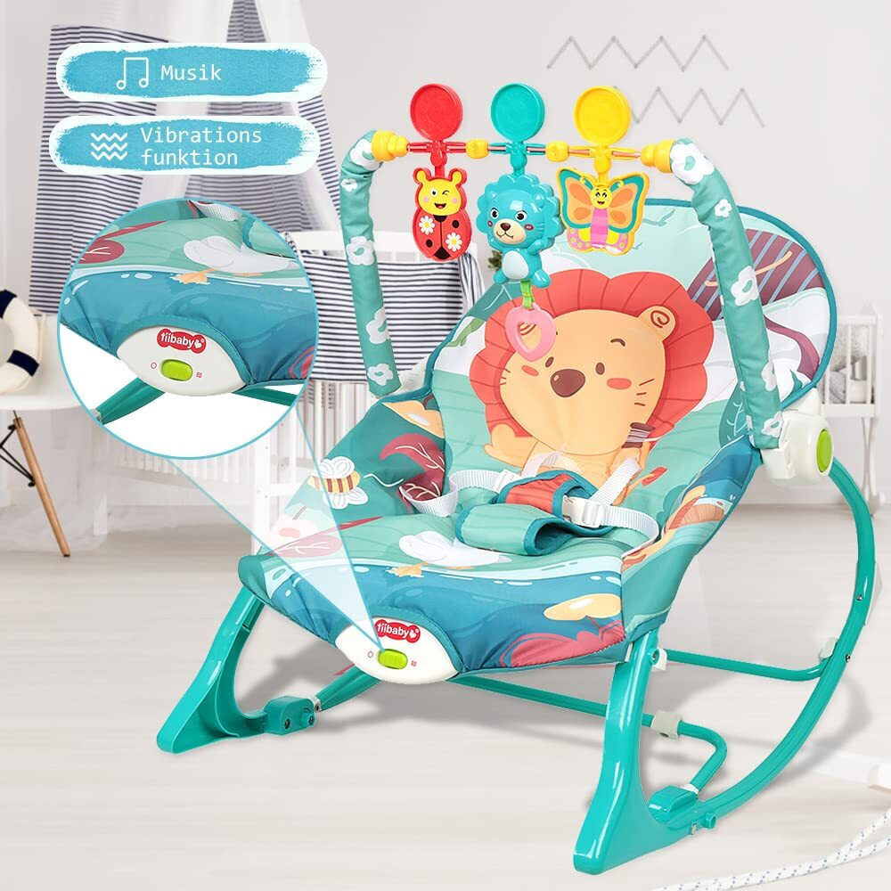Balansoar si scaun electric 3 in 1 pentru bebelusi, Multifunctional cu Cantece de leagan si vibratii linistitoare, Centura in 3 puncte si Spatar Reglabil