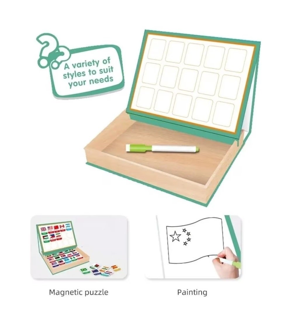 Joc educativ, Puzzle magnetic, Steagurile lumii, 45 piese