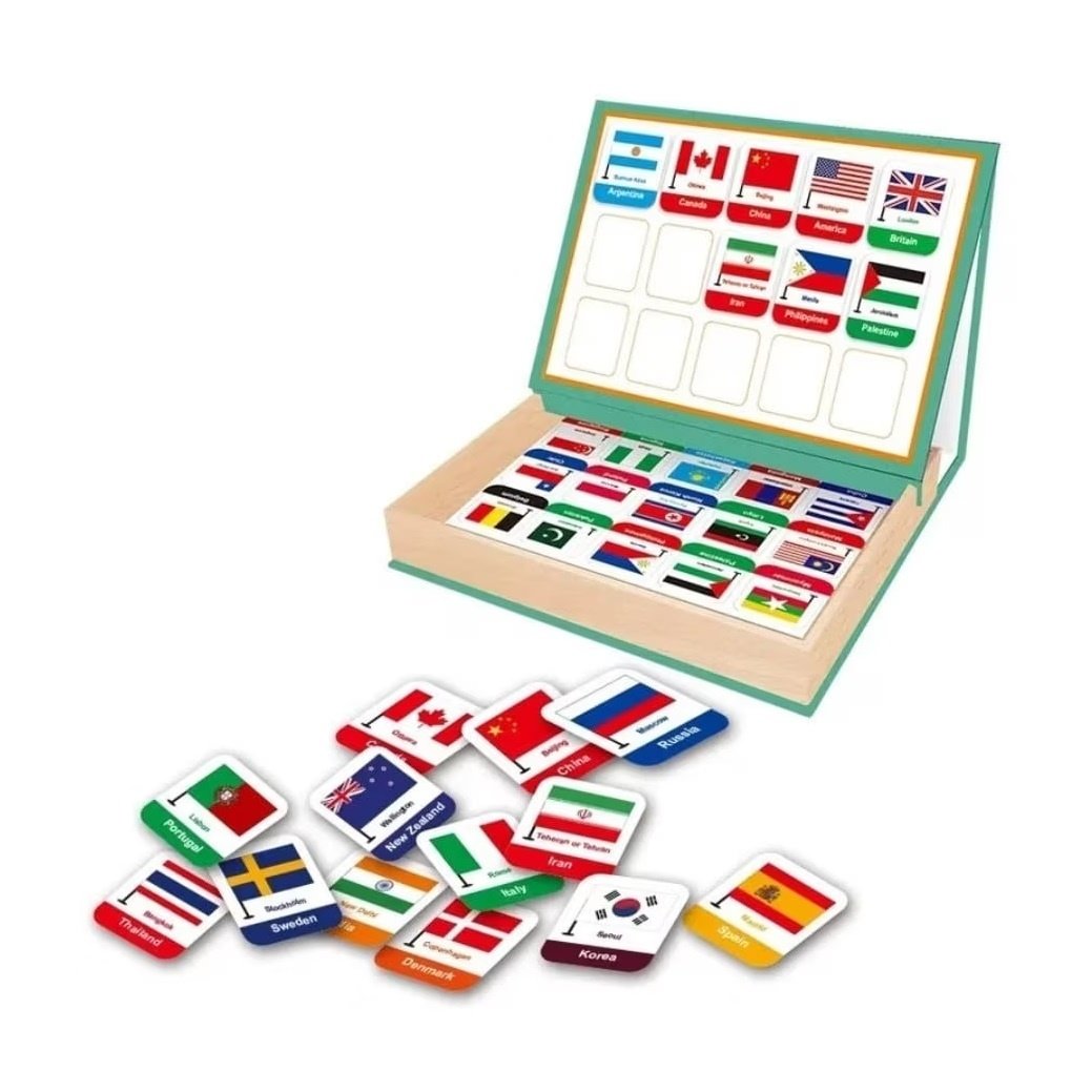 Joc educativ, Puzzle magnetic, Steagurile lumii, 45 piese