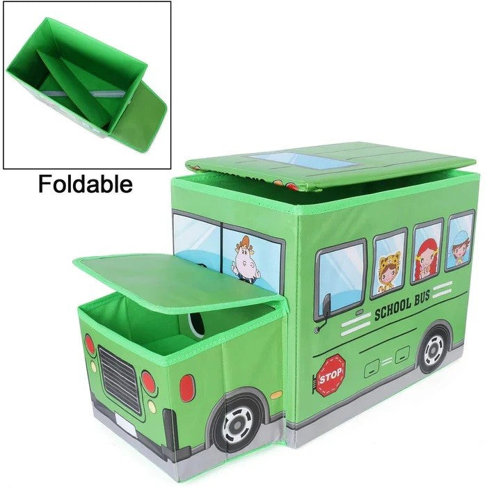 Cutie pentru depozitare Autobuzul Scolar pliabil cu capac si desene