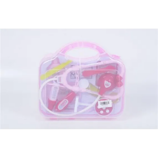 Trusa doctor din plastic cu valiza transparenta - roz