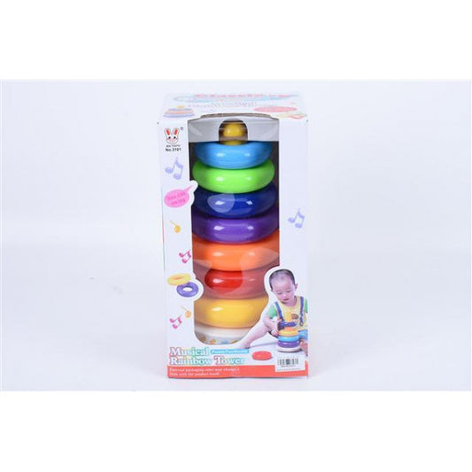 Jucarie piramida muzicala cu cercuri, pentru bebelusi