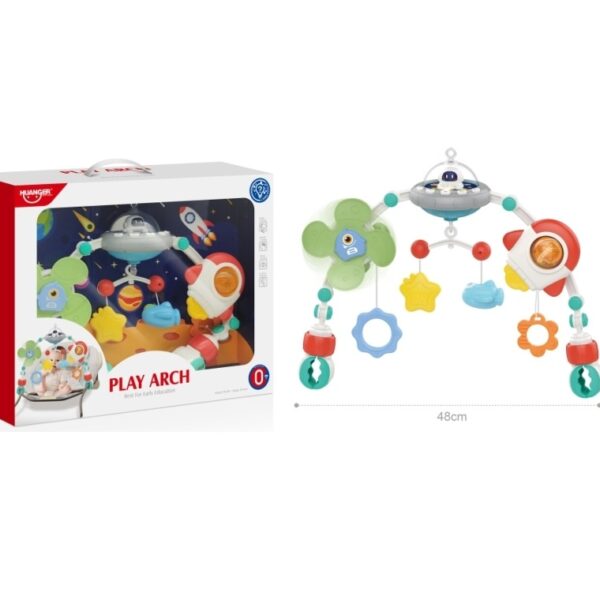 Arcada cu jucarii muzicale si carusel pentru patut sau carucior Nava Spatiala