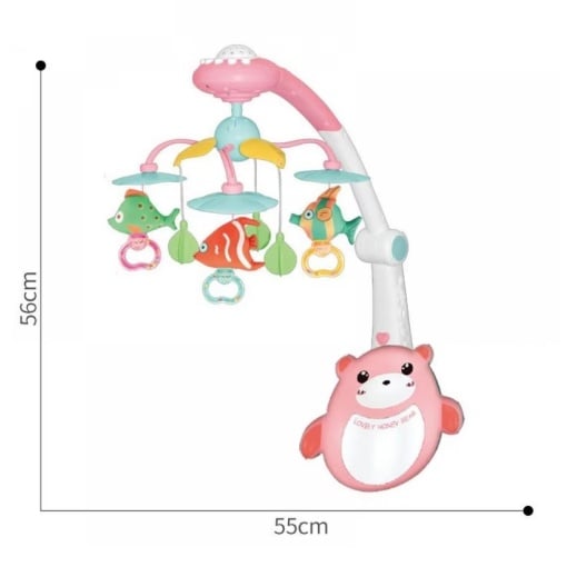 Carusel patut, proiectie stelute, 3 tipuri proiectie, telecomanda, albastru