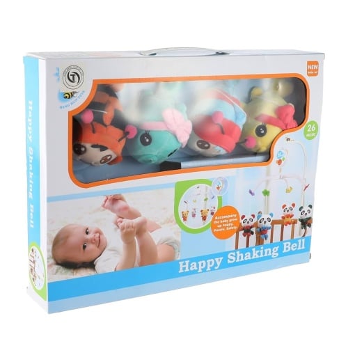 Carusel rotativ pentru patut, Shaking Bell, cu figurine din plus detasabile, multicolor