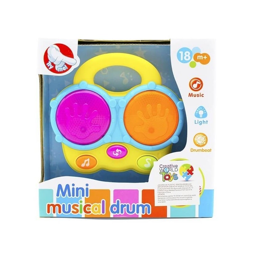 Jucarie pentru copii 18 luni+ Tobe cu Lumini si Sunete, galben/albastru