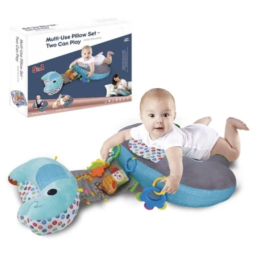 Perna 5 in 1 multifunctionala pentru bebelusi, jucarii zornaitaore si dentitie bebe