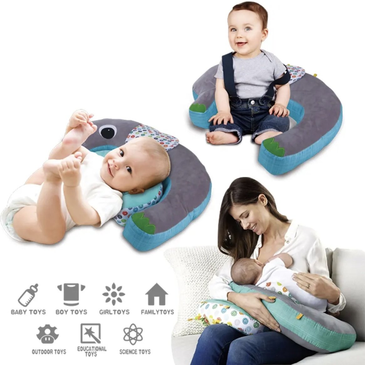 Perna 5 in 1 multifunctionala pentru bebelusi, jucarii zornaitaore si dentitie bebe