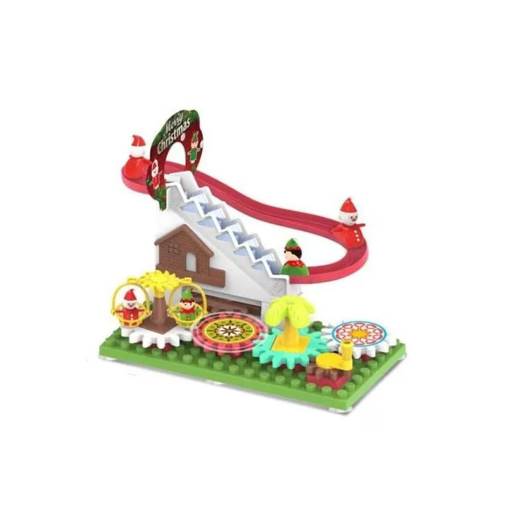 Jucarie Interactiva pentru copii 3 ani+, Circuit de Craciun cu Mos Craciun pe Tobogan