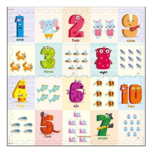 Puzzle tip covoras Jumbo din spuma EVA, piese mari, cifrele si animalele