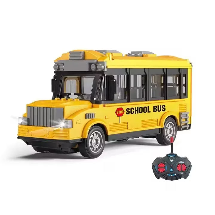 Masinuta de jucarie, autobuz scoalar, pentru copii 3+ ani, cu muzica si lumini, plastic, 22x10.5x7.5cm, galben