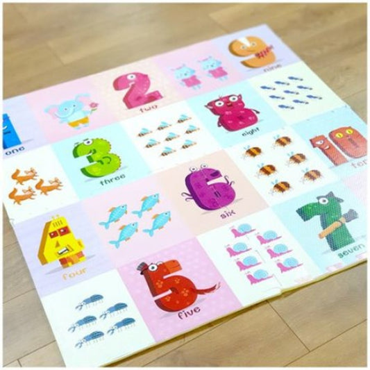 Puzzle tip covoras Jumbo din spuma EVA, piese mari, cifrele si animalele