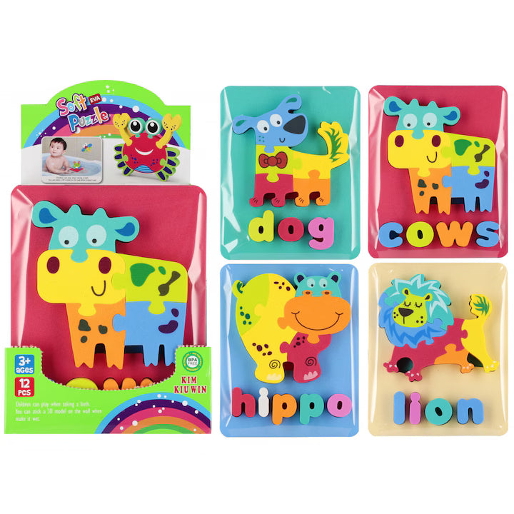 Puzzle animale colorate, set 12 bucati