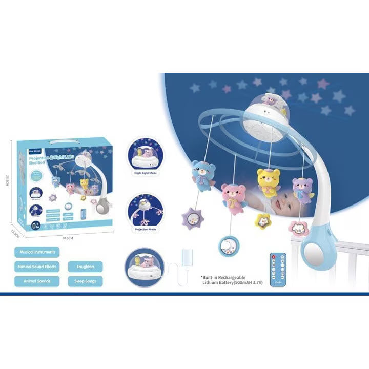 Carusel muzical si proiector Kids Melody Albastru