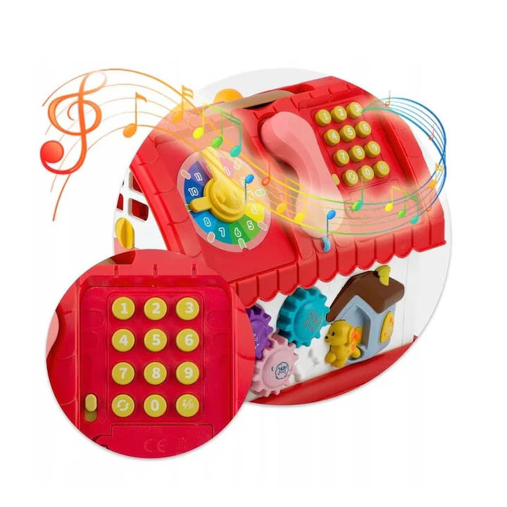 Casa de jucarie cu telefon interactiv, sunete, volan si butoane