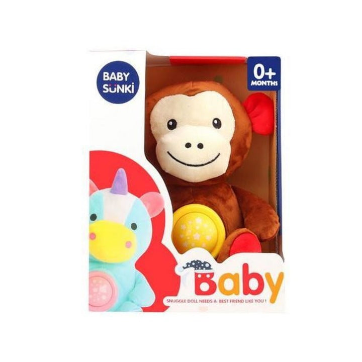 Jucarie de plus cu proiectie de lumini si muzica, maimutica maro