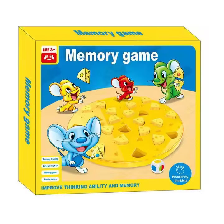 Joc de memorie, cu Soricei si branza, pentru copii 3+