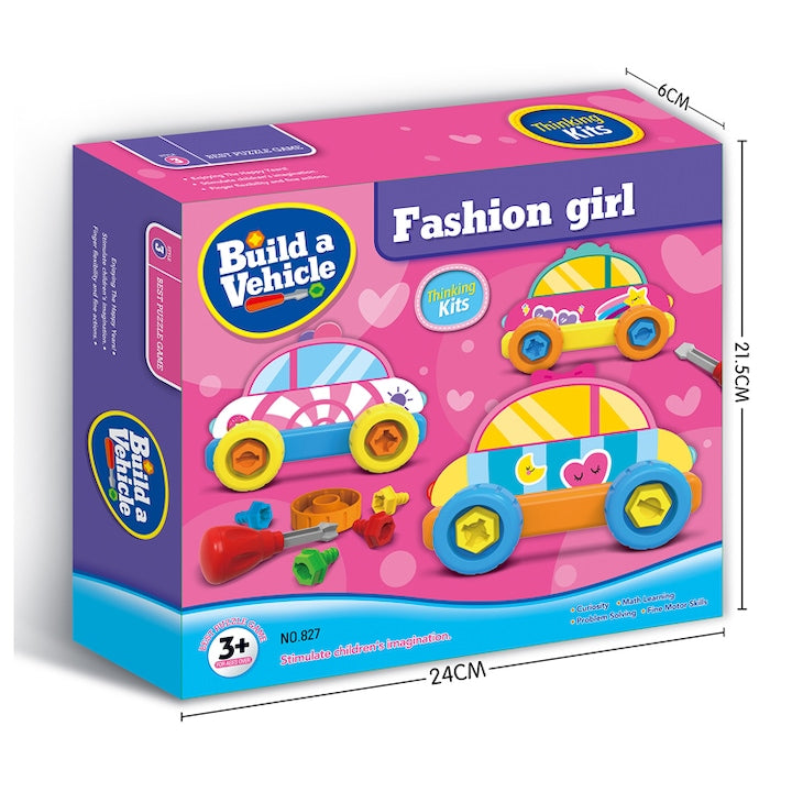 Set de constructie DIY, 3 masini Fashion