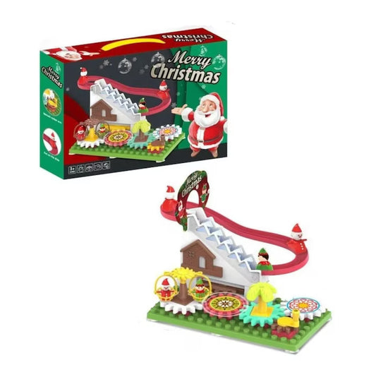 Jucarie Interactiva pentru copii 3 ani+, Circuit de Craciun cu Mos Craciun pe Tobogan