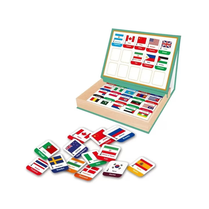 Joc educativ, Puzzle magnetic, Steagurile lumii, 45 piese