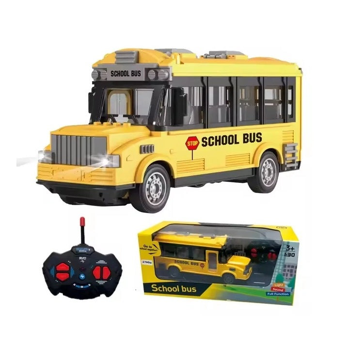 Masinuta de jucarie, autobuz scoalar, pentru copii 3+ ani, cu muzica si lumini, plastic, 22x10.5x7.5cm, galben