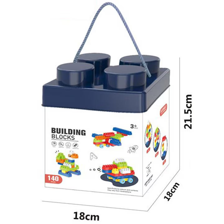 Set 140 de piese de construit Building Blocks SOLTOY® albastru