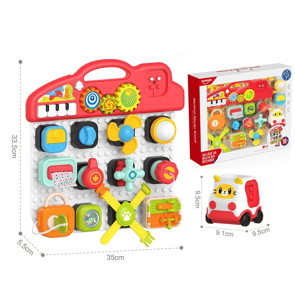 Set Interactiv Educational 2-in-1 - Panou Muzical si Masinuta cu Activitati