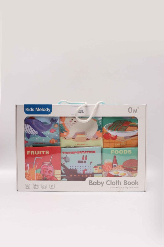 Set 6 carti senzoriale textile pentru bebelusi cu fosnitoare, Multicolor